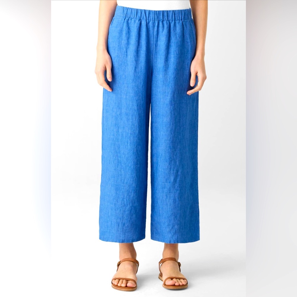 Eileen Fisher Organic Linen Crop Wide Leg Pants sz S
